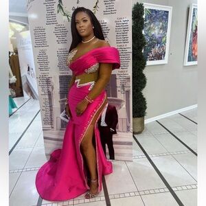 Pink and Silver Custom Made Gown